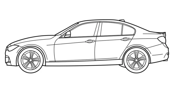 Κλασικό Αυτοκίνητο Σεντάν Πλάγια Λήψη Εικονογράφηση Διάνυσμα Περίγραμμα Doodle Σχεδιασμός — Διανυσματικό Αρχείο
