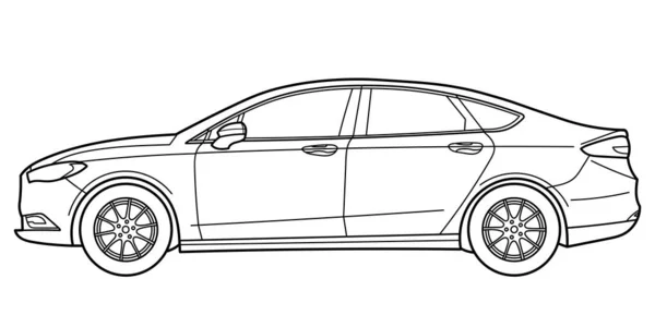 Classic Sedan Car Side View Shot Outline Doodle Vector Illustration — Image vectorielle