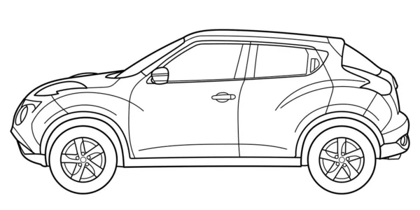 Classic Luxury Suv Car Crossover Car Front View Shot Outline — Stockvector