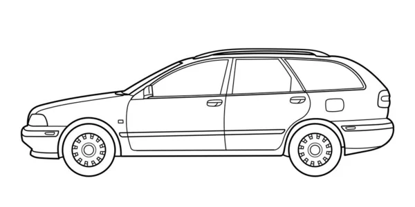 Una Camioneta Clásica Vista Lateral Esquema Doodle Vector Ilustración Diseño — Vector de stock