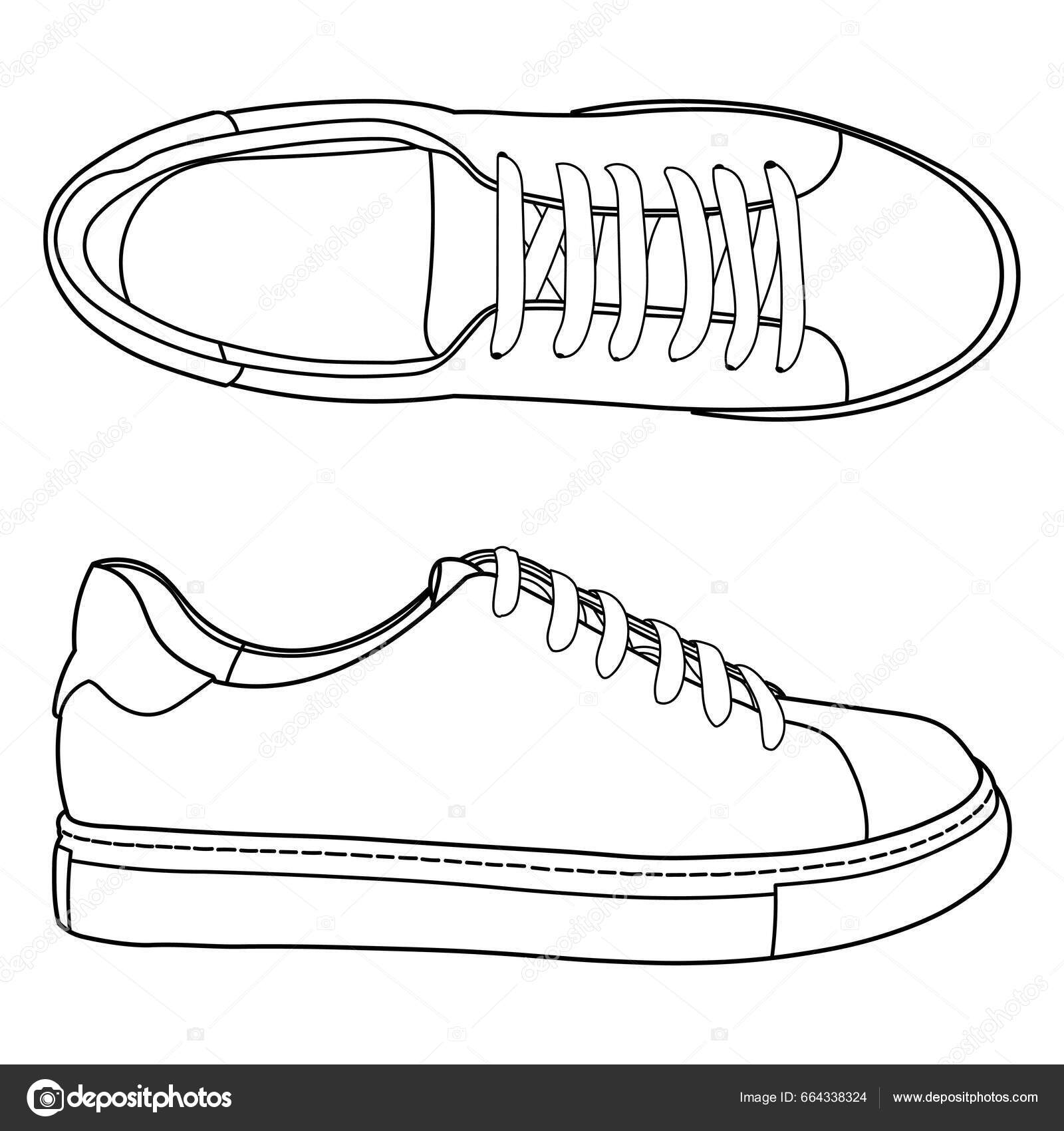 Black outlined sneaker shoe sole Royalty Free Vector Image