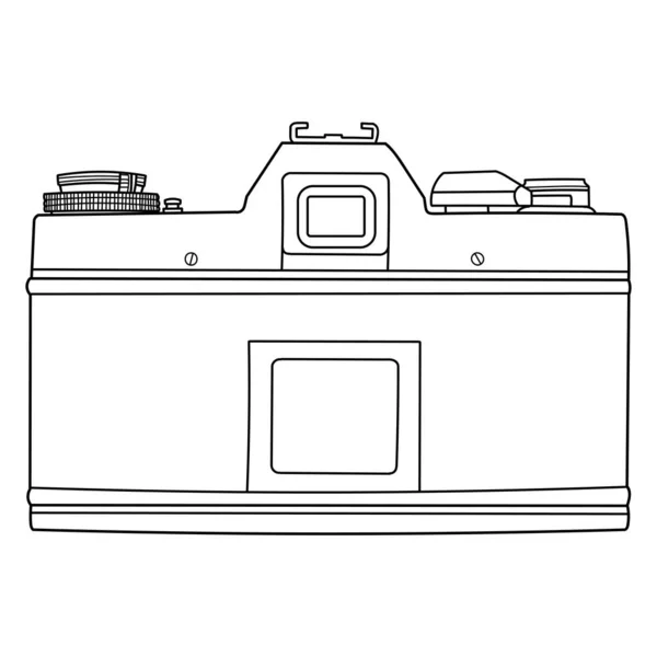 Desenho Mão Antiga Câmera Fotográfica Slr Filme Vintage Vista Frontal — Vetor de Stock