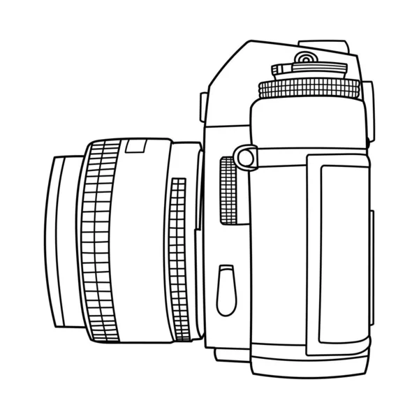 Χέρι Σχέδιο Παλιά Slr Vintage Φωτογραφική Μηχανή Ταινία Μπροστά Μπροστά — Διανυσματικό Αρχείο