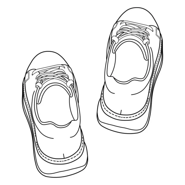 Sapatilhas Desenhadas Mão Sapatos Ginástica Vista Superior Imagem Diferentes Vistas — Vetor de Stock