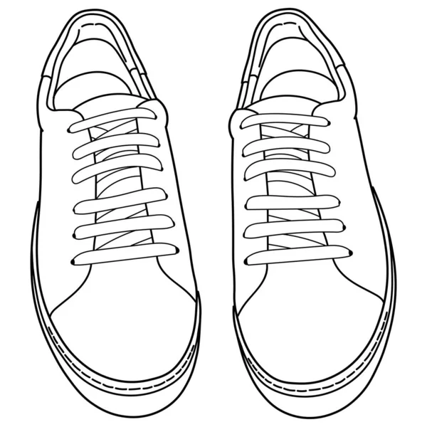 Zapatillas Deporte Dibujadas Mano Zapatos Gimnasio Vista Superior Imagen Diferentes — Archivo Imágenes Vectoriales
