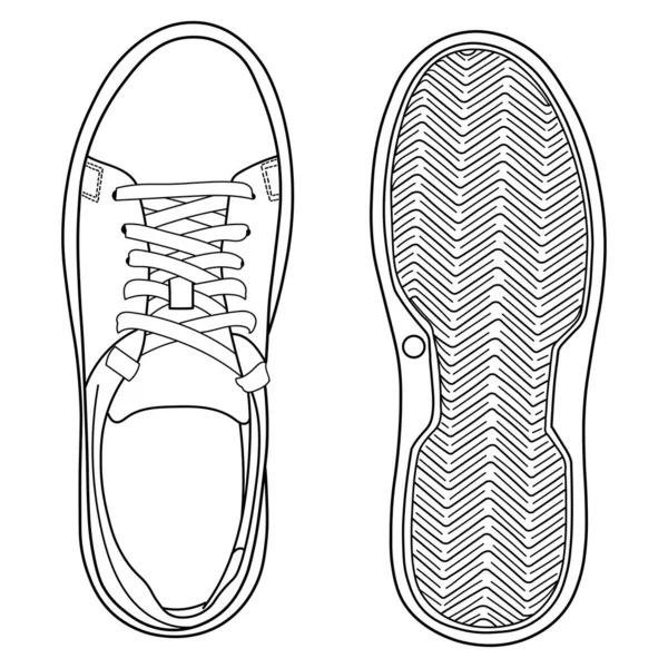 Çizimi Spor Ayakkabılar Spor Ayakkabıları Üst Manzara Görüntü Farklı Arka — Stok Vektör