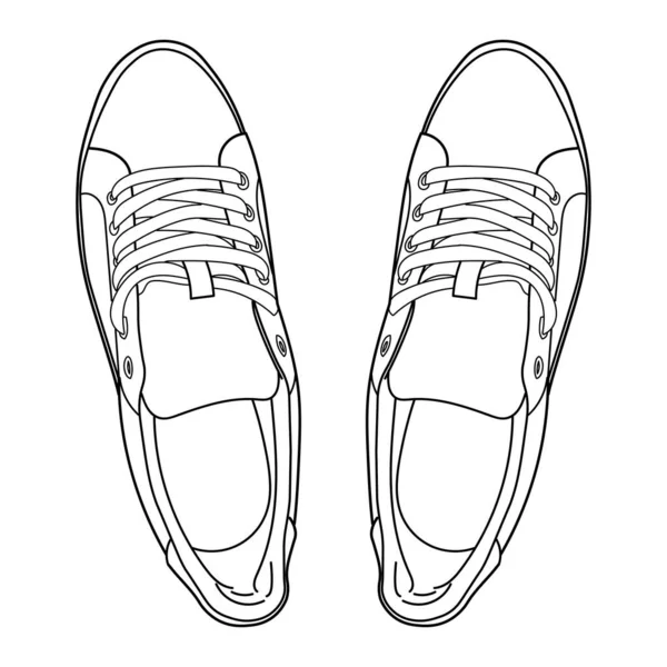 Sapatilhas Desenhadas Mão Sapatos Ginástica Vista Superior Imagem Diferentes Vistas — Vetor de Stock