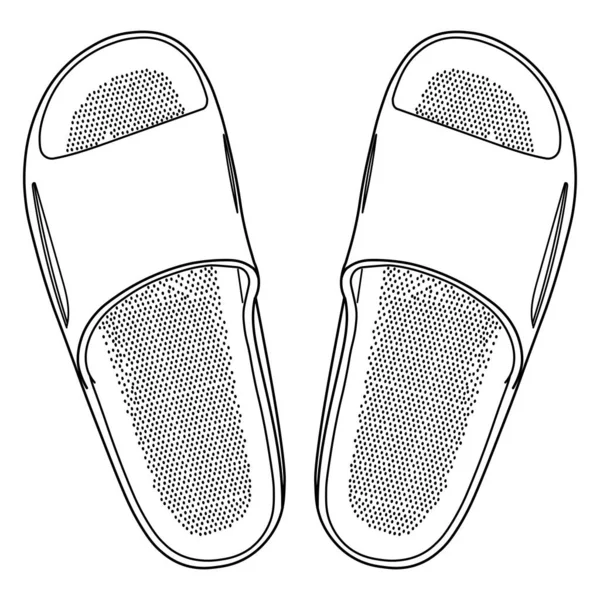 Sapatos Sandália Chinelo Para Homens Frente Para Cima Delinear Ilustração — Vetor de Stock