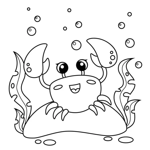 Cute Cartoon Crab Black White Vector Illustration Coloring Book Graphismes Vectoriels