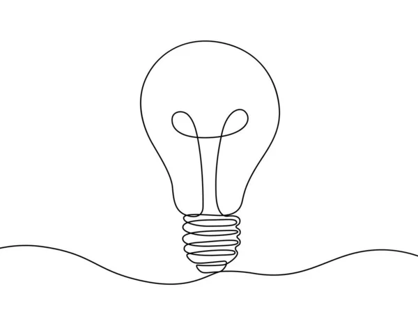 Continuous Drawing Line Art Light Bulb Idea Concept Hand Drawn — Stockvektor