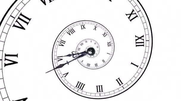 Horloge Débordement Avec Chiffres Romains Spirale Temporelle Animation Images Stock — Video