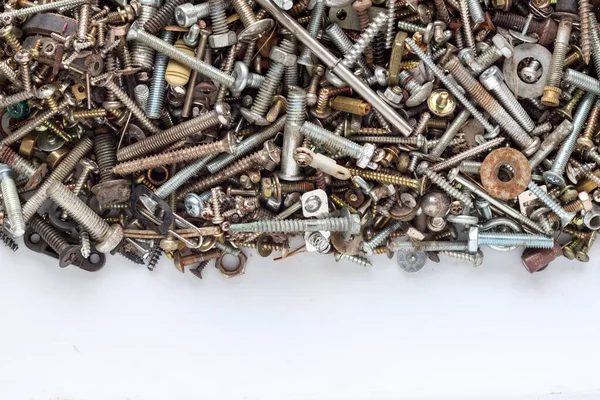 stock image A large collection of screw nut backgrounds that are collected to be reused when needed are screws that have been removed from worn out appliances that cannot be repaired. Copy Space for Text