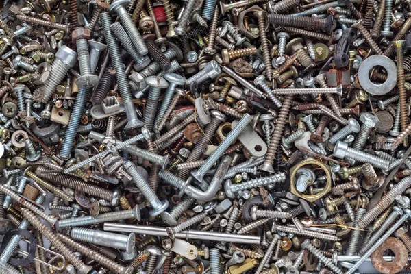 Large Collection Screw Nut Backgrounds Collected Reused Needed Screws Have — Stock Photo, Image