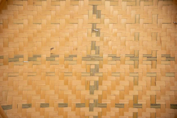 Duvarı Doğal Malzemelerle Süslemek Için Istenen Desende Bambu Dokumasının Yol — Stok fotoğraf