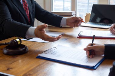 Ticaret belgeleri ve ortak girişim belgeleri, imzalanacak belgelerin imzalanması için yasal danışma bürosu içinde birlikte imzalanması için yatırımcılara sunuluyor..