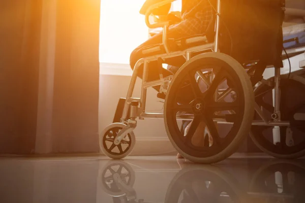 wheelchair is medical device for people who have had an accident or have problems walking to facilitate the patient. concept of preparing wheelchair for patients who are unable to help themselves.