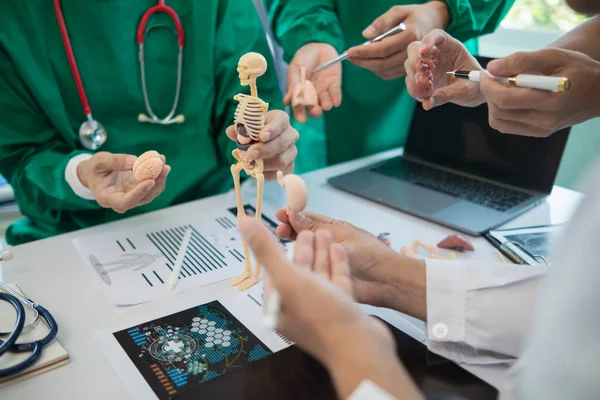 Tıp ekibinin konferans odasında hastalıkları teşhis etme ve tedavi etme yeteneğini harekete geçirme kavramı. Tıbbi ekip toplantıya katılır ve hasta hastalığını doğru şekilde tedavi etmek için tartışır.