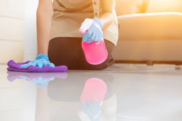 Cleaning Staff Cleaning Room Customers Who Want Cleaning Staff Clear — Stock Photo, Image