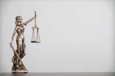 Tanrı 'nın heykeli Themis Adalet Anıtı hukuk firması içinde gerçeklerin doğruluğunu ve önyargısız yargılama gücünü göstermek için adaletin sembolü olarak kullanılır. Bayan Adalet yerini buldu..
