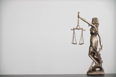 Tanrı 'nın heykeli Themis Adalet Anıtı hukuk firması içinde gerçeklerin doğruluğunu ve önyargısız yargılama gücünü göstermek için adaletin sembolü olarak kullanılır. Bayan Adalet yerini buldu..