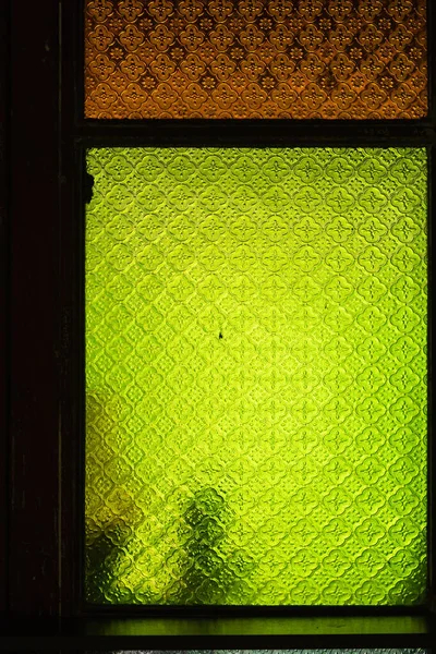 Retro Styl Dřevěná Okna Použít Barevné Sklo Zdobí Výklenky Okna — Stock fotografie