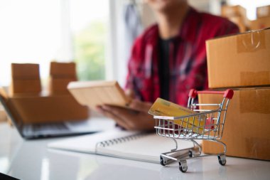 Kredi Kartı Alışveriş Aracı, güvenli bir başvuru ve kredi kartları üzerinden online alışveriş yaparken ürünleri ödemek için kredi kartı kullanma konseptidir..