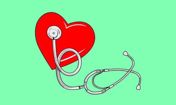 Medyczny Stetoskop Serce Symbol Opieki Zdrowotnej Ilustracja Wektora — Wektor stockowy
