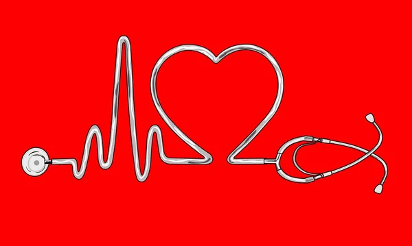 Stethoscope Pulse Heartbeat Medical Health Care Modern Minimalist Design Heart — Stock Vector