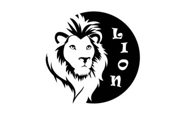 Aslan başlı logo tasarım konsepti iş sahibi, büyük girişim. Logo tasarımı, simge, sembol, vektör illüstrasyonu.