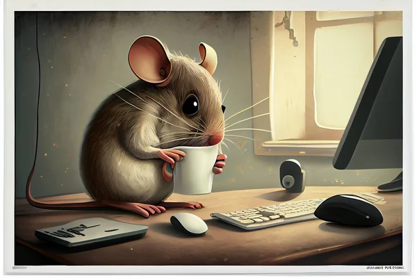 3d illustration of a Working Mouse Artwork, Concept Art