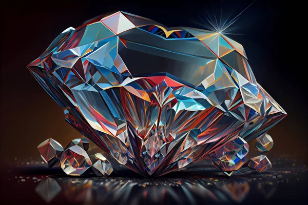 3d illustration of a diamond with diamonds on a black background