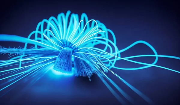 3d rendering abstract fractal figure of the network on a blue background