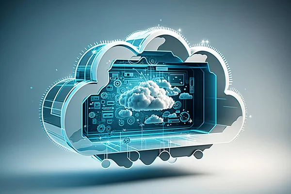 Cloud computing technology concept. Futuristic illustration.