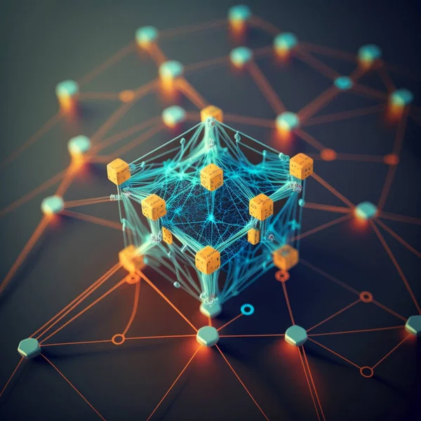 3d rendering of abstract digital network connection concept on blurred background