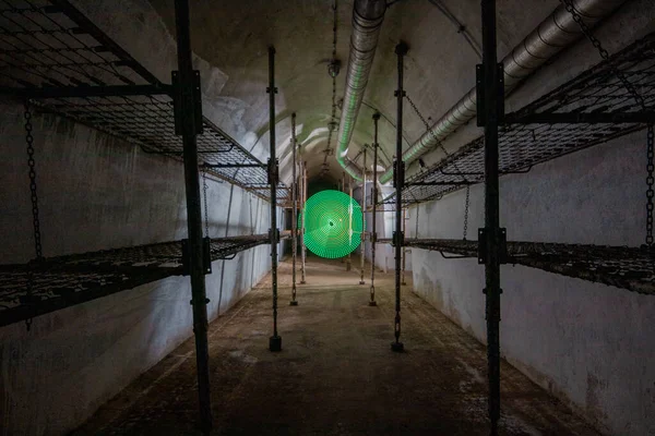 Světlo Opuštěných Tunelech Válečného Bunkru — Stock fotografie