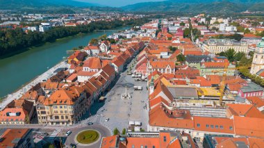 Slovenya 'nın Maribor kentinin insansız hava aracı görüntüsü