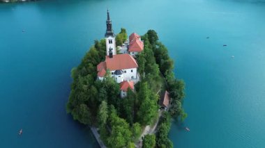 Slovenya, Bled Gölü üzerindeki İHA görüntüsü