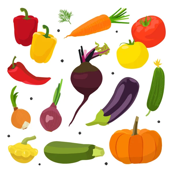 一套卡通风格的蔬菜 蔬菜的病媒图解 健康的生活方式 素食主义 — 图库矢量图片