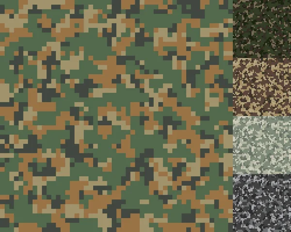 Pixel Camuflaje Patrones Establecidos Camuflaje Píxeles Sin Costuras Ejército Caza — Vector de stock