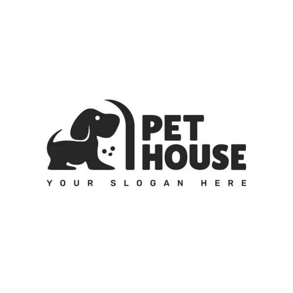 Pet House Logotipo Conceito Com Cão Gato Design Logotipo Vetor — Vetor de Stock
