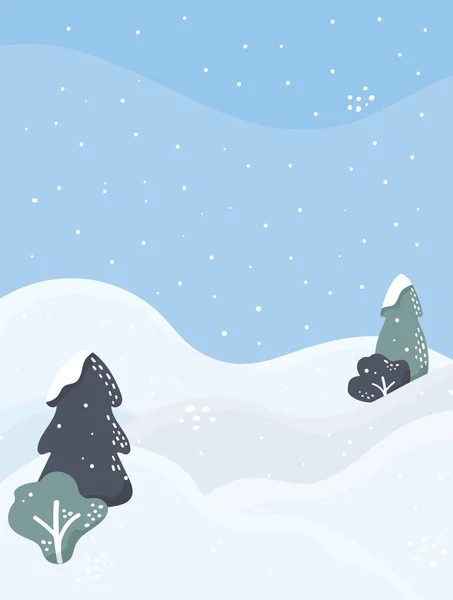 Лісовий Зимовий Пейзаж Снігові Вогні Кущі Снігопадах Фон Деревами Снігопаді — стоковий вектор