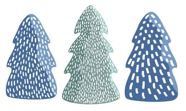 Zestaw Zimowego Świerku Drzewnego Sztuka Klipów Projektowania Zimowego Banerów Kart — Wektor stockowy