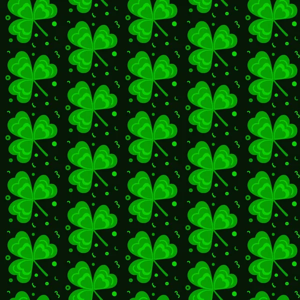 Saint Patricks Day Background Shamrock Green Clover Leaves Seamless Pattern — Stock Vector