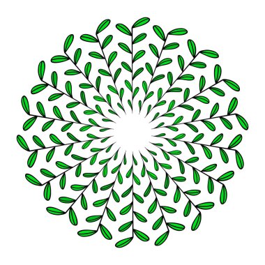 Circle of green sprouts. Spring stems with leaves. Vector illustration