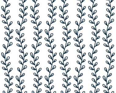 Curly branches seamless pattern. Endless doodle monochrome stems with leaves for textile. Vector illustration