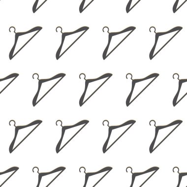 Kıyafetler belli bir düzende asılı duruyor. Boş askılı çapraz lakonik desen. Vektör illüstrasyonu