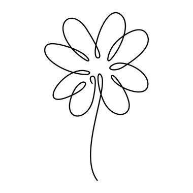 Lucky clover leaf. One continuous line icon with four leaf shamrock. Vector illustration