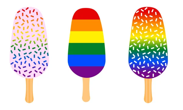 Rainbow Ice Cream Ice Cream Colors Lgbt Flag Vector Illustration — Wektor stockowy