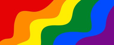 LGBT bayrağının renklerinde dalgalı çizgilerin gökkuşağı arkaplanı. 