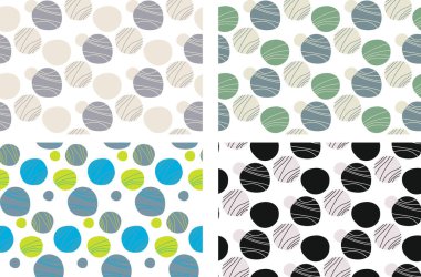 Karalama daireleri ve çizgiler elle çizilmiş, pürüzsüz bir şekil. Tekstil, kumaş, mobilya döşemesi, ambalaj kâğıdı, yapıştırma defteri, ambalaj için soyut, şirin ve pürüzsüz bir desen.